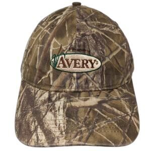 Avery Baseball Cap Brown Beige Hat Slideback OS Embroidered Hunting Camo Logo